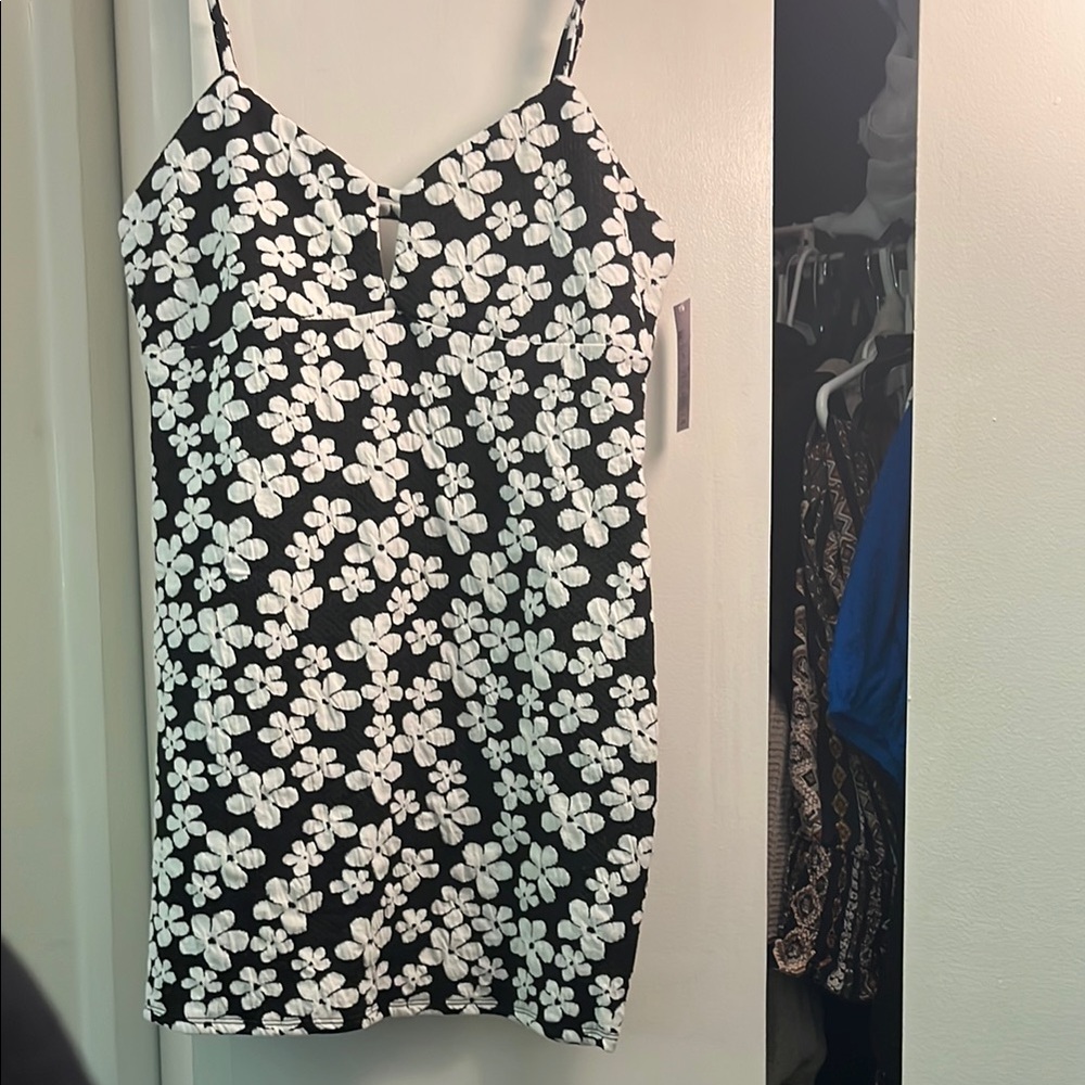 Target Black and White Floral Pattern Midi Dress